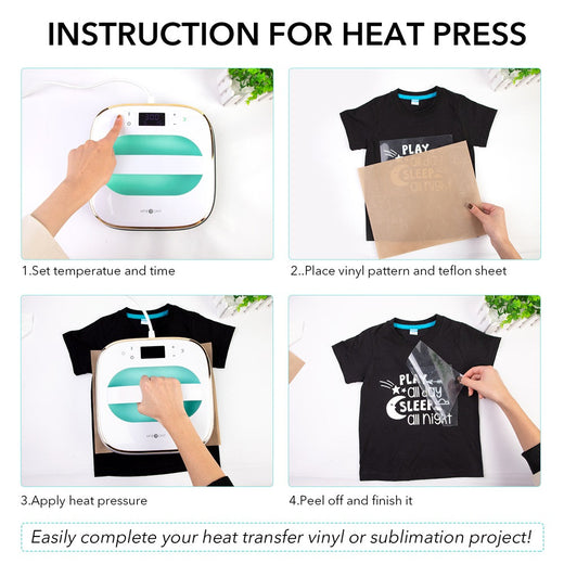 [Sublimation HTV Bundle]HTVRONT T shirt Heat Press Machine - 10"X10"+ Great Valued  Box(Matte&Glossy Sublimation HTV vinyl for Light&Dark Fabric+60pcs Sublimation Paper+ PTFE Teflon Sheet*3≥30＄)