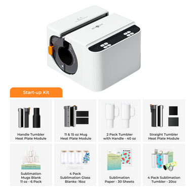 HTVRONT A200 Auto Tumbler Heat Press, Start-up Kit - Daisy White