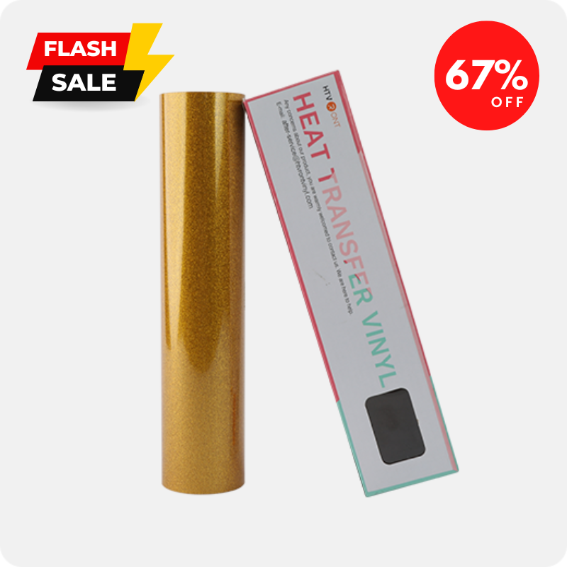 Gold Glitter HTV Vinyl, Glitter Iron on Vinyl Roll 10''x10 Ft HTVRONT