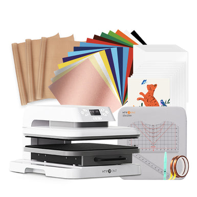 HTVRONT Auto Heat Press Machine for T Shirts 15x15 110V, T-shirt Essential Kit - White