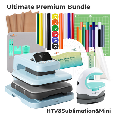HTVRONT Auto Heat Press 2 - Digit 120V, Ultimate Premium Kit - Bubble Blue
