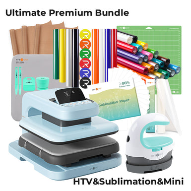 HTVRONT Auto Heat Press 2 - Digit 120V, Ultimate Premium Kit - Bubble Blue