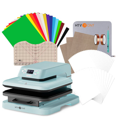 HTVRONT Auto Heat Press Machine for T Shirts 15x15 110V, T-shirt Essential Kit - Light Blue