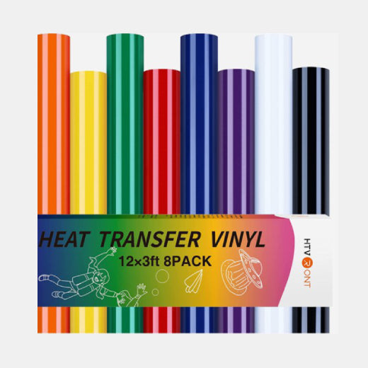 HTVRONT 8/14pcs 12X3ft Multi-Color PU Heat Transfer Vinyl Roll for