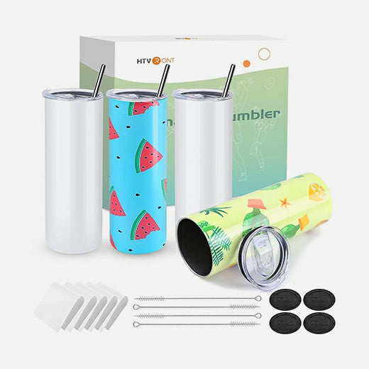 4 Pack Sublimation Tumbler Blank with Sublimation Paper - Skinny Straight -  20 OZ