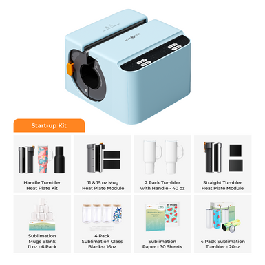 HTVRONT A200 Auto Tumbler Heat Press, Start-up Kit - Bubble Blue