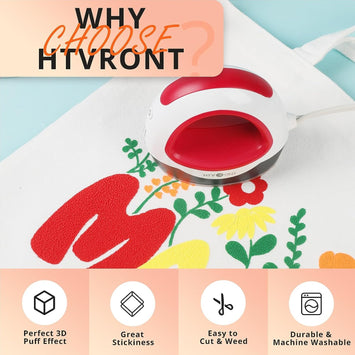 3D Puff Vinyl Heat Transfer - 10" x 6ft Puff HTV Vinyl Roll for Christmas T Shirts