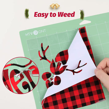 Buffalo Plaid Permanent Adhesive Vinyl Roll - 12" x 5FT(2 colors)