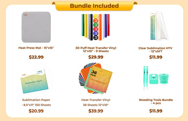 HTVRONT Auto Heat Press 2+HTV & Sublimation Essential Bundle