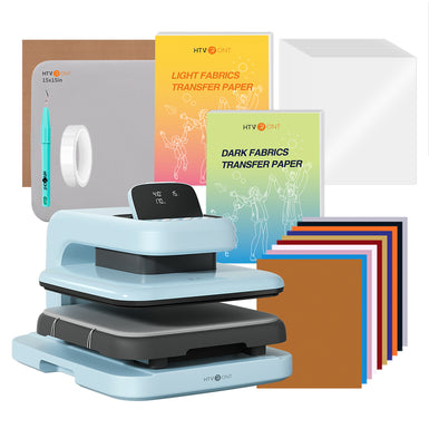 HTVRONT Auto Heat Press 2 - Digit 120V, Starter Kit - Bubble Blue