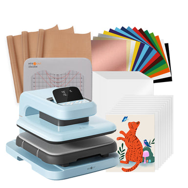 HTVRONT Auto Heat Press 2 - Digit 120V, Starter Kit - Bubble Blue