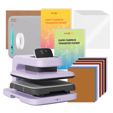 HTVRONT Auto Heat Press 2 - Digit 120V, Starter Kit - Lavender Purple