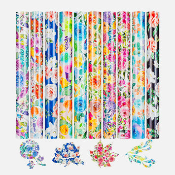 Floral Patterned Heat Transfer Vinyl Bundle - 12"x10" 10 Sheets