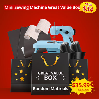 【Great Value Box】Protable MINI Sewing Machine+ Extension Table + 42 Pcs Sewing Set+ Repair Patch