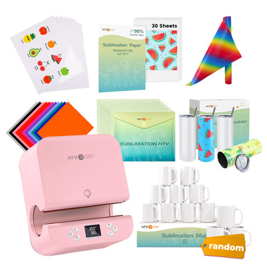 HTVRONT Auto Tumbler Heat Press Machine 120V ,New Customers Kit - Pink