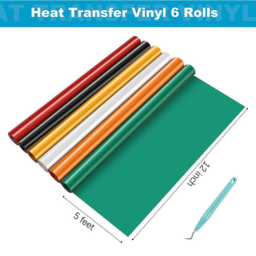 Heat Transfer Vinyl Bundle - 12'' x 5 FT (6 Colors)