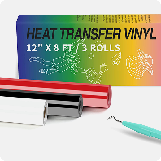 HTV Heat Transfer Vinyl Bundle (15 Pack) - 12 x 5ft HTV Vinyl Rolls for  T-Shirts, Iron on Vinyl for Cricut Maker, Maker 3, Explore Air 2 All Cutter