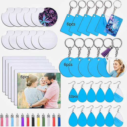 HTVRONT Sublimation Earring Blanks Bulk - 50 Pcs Wood Earrings Blanks with  Blue Protective Film - Unfinished MDF Teardrop Earrings for Sublimation  Printing with Template, Weeder, Hooks, Jump Rings