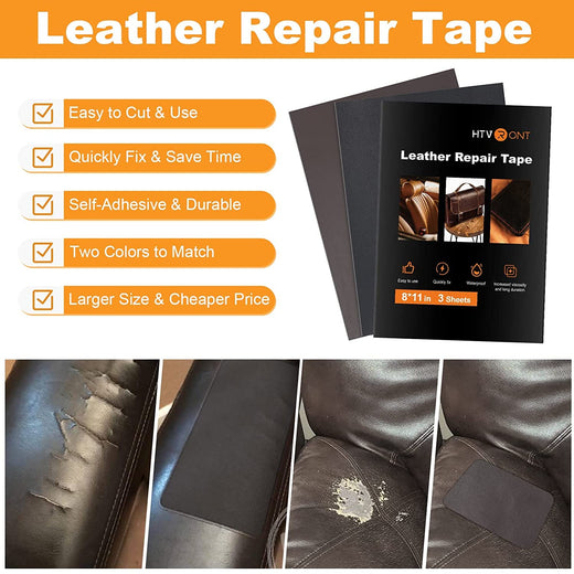 [Clearance Sale] Leather Repair Patch Bundle - 8"x11"  3 Pack Self Adhesive Leather Tape  (2 Colors)