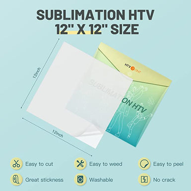 Clear Sublimation HTV for Light Fabric - 12" x 12"  10 Pack