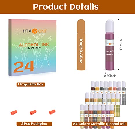 [Clearance Sale] Metallic Alcohol Ink Set - 24 Vibrant Colors 10ml/0.35oz Each