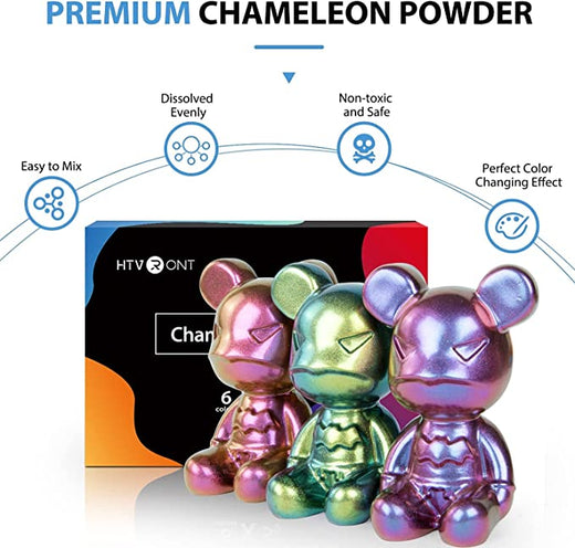 Chameleon Mica Powder for Epoxy Resin - 6 Colors Shimmery Chameleon Pigment Powder (0.17oz/Color)