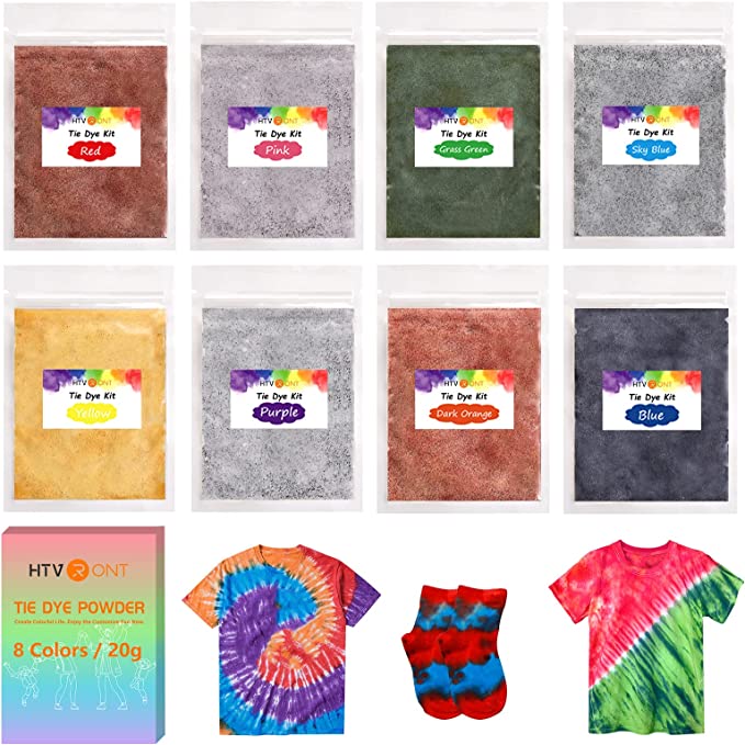 HTVRONT Tie Dye Kit for Kids and Adults - 18 Colors 80ML Pre-Filled Bottles  Permanent Non-Toxic Tye Dye Kits for Clothing T-Shirt Fabric Textile Craft  Party Handmade Project(Just Add Water)
