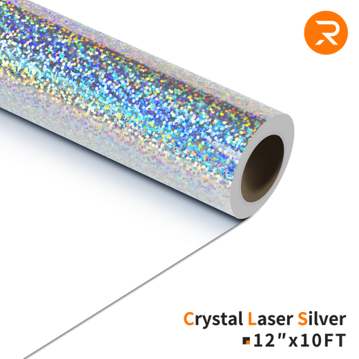    Crystal-Laser-Silver Crystal Holographic Heat Transfer Vinyl Roll - 12"x10 Ft (4 Colors)