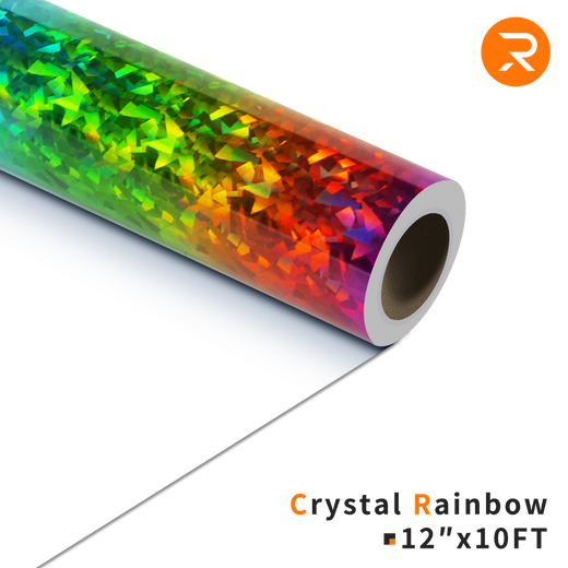    Crystal-Rainbow Crystal Holographic Heat Transfer Vinyl Roll - 12"x10 Ft (4 Colors)
