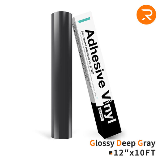 glossy deep gray Permanent Adhesive Vinyl Roll - 12"x10 Ft （35 Colors)