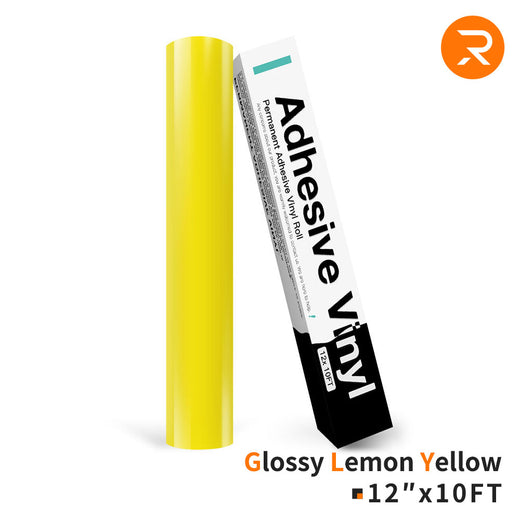 glossy lemon yellow Permanent Adhesive Vinyl Roll - 12"x10 Ft （35 Colors)