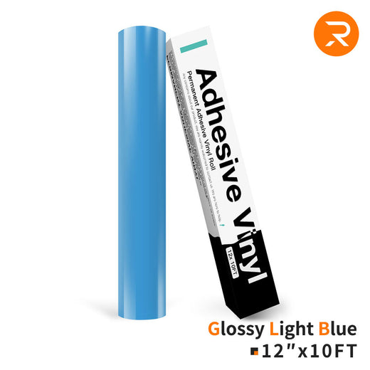 light blue Permanent Adhesive Vinyl Roll - 12"x10 Ft （35 Colors)