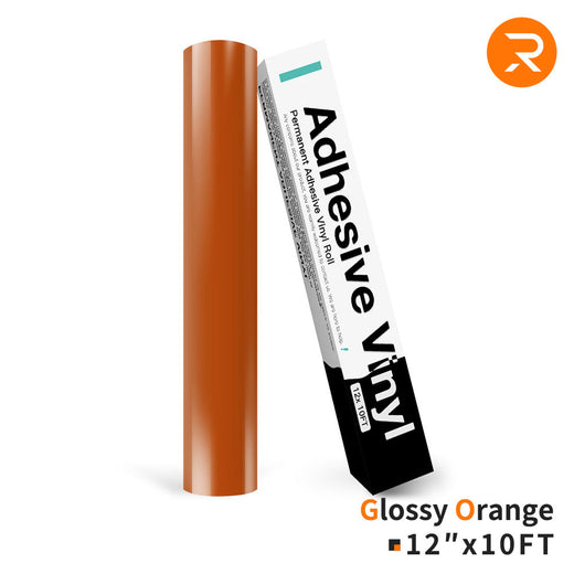 glossy orange Permanent Adhesive Vinyl Roll - 12"x10 Ft （35 Colors)