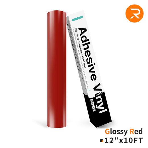 glossy red Permanent Adhesive Vinyl Roll - 12"x10 Ft （35 Colors)