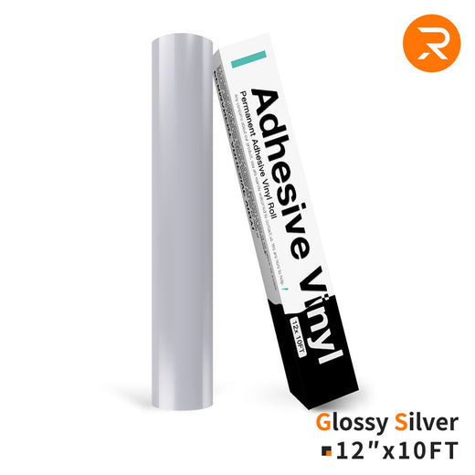 glossy silver Permanent Adhesive Vinyl Roll - 12"x10 Ft （35 Colors)