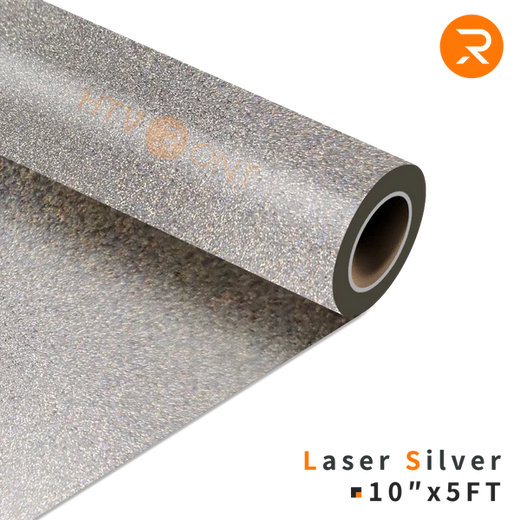 Laser-Silver Glitter Heat Transfer Vinyl Roll - 10"x5 Ft (9 Colors)