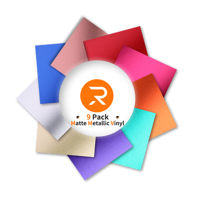 Matte Metallic Adhesive Vinyl Bundle - 12" x 12" 9 Pack (9 Assorted Colors)