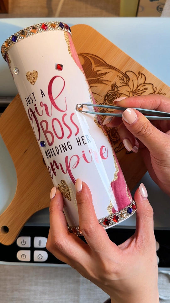 Decorate a tumbler with gem stickers