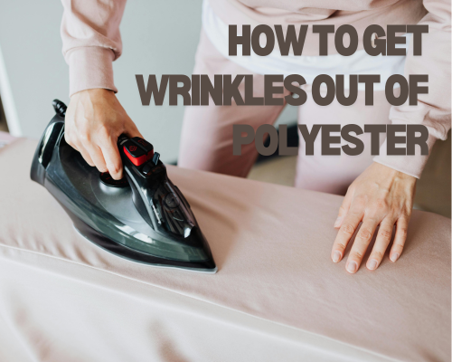 This is a cover photo about using an iron to get wrinkles out of polyester. 