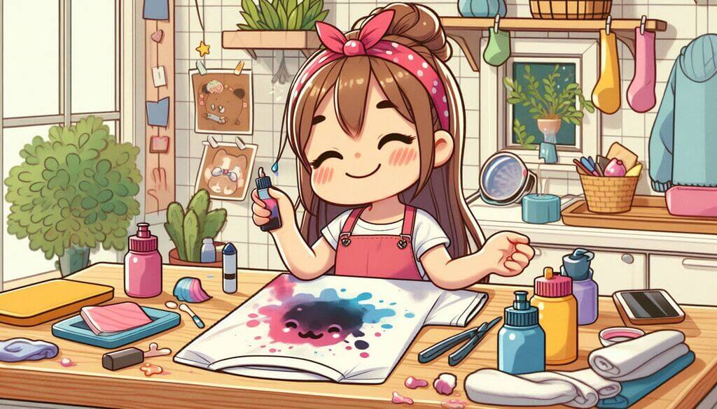 This covered image shows a young mother or handicraft enthusiast dealing with the sublimation ink problem on a T-shirt.