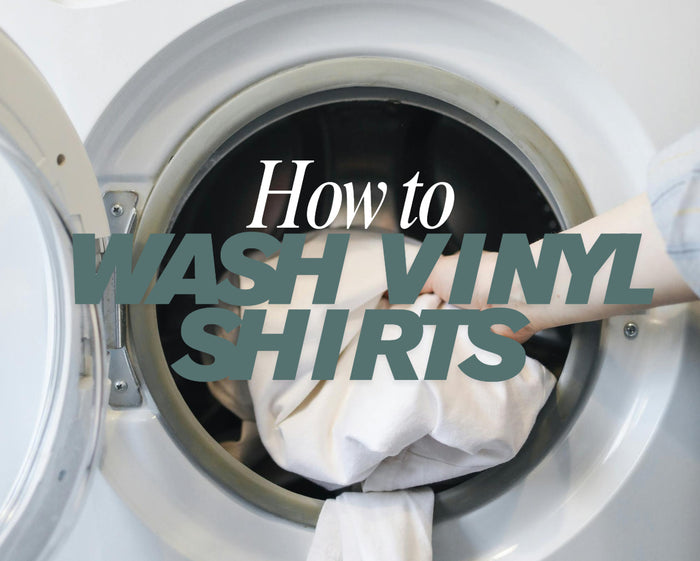 This is a cover image about how to wash vinyl shirts.