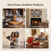Collage of images showing a pop-up craft booth, custom home decor, personal style touch, and ultimate gift set.