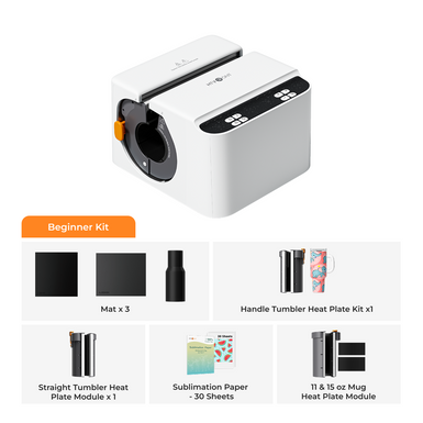 HTVRONT A200 Auto Tumbler Heat Press, Beginner Kit - Daisy White