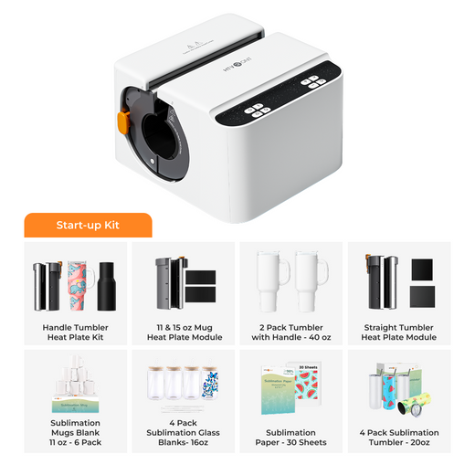 HTVRONT A200 Auto Tumbler Heat Press, Start-up Kit - Daisy White