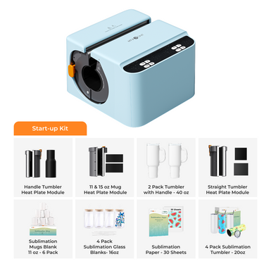 HTVRONT A200 Auto Tumbler Heat Press, Start-up Kit - Bubble Blue