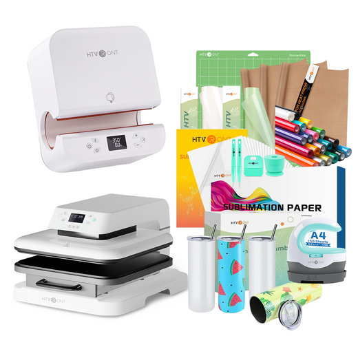 HTVRONT Auto+Tumbler Heat Press Machine + Materials Bundle