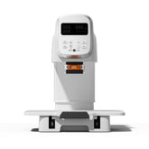 White electronic device with digital display on a white background