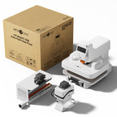 White auto multi heat press with cardboard box on a white background