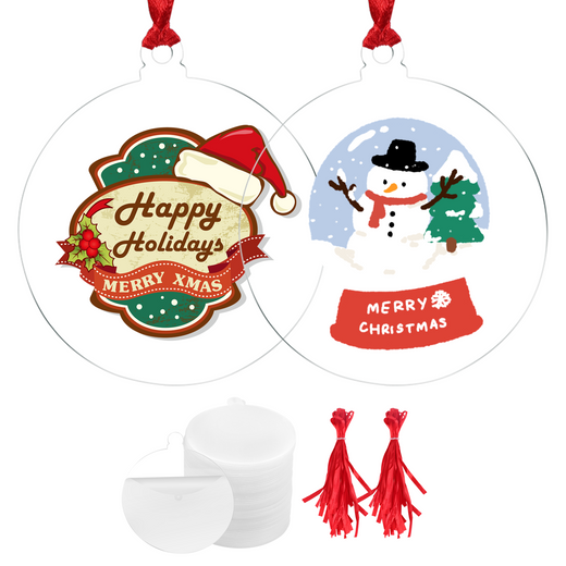 HTVRONT 26 Christmas Pieces Sublimation Ornament Blanks - 3 Inch  Sublimation Blank Pendants Ornaments Double Side with Red String -  Personalized MDF
