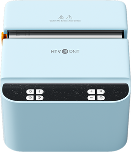Blue HTV RONT printer with control panel on a white background